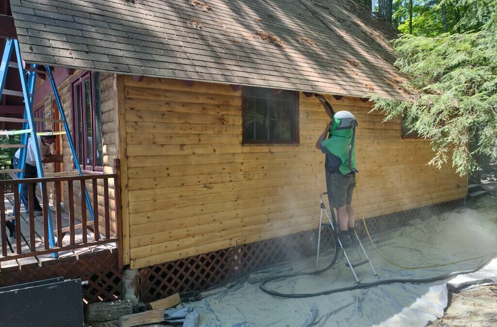 Removing Stain on Log Cabin